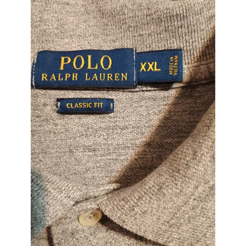 Ralph Lauren Polo Shirt Size 2XL XXL‎ Mens Grey Classic Fit Knit Short Sleeve